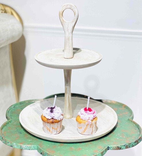 Farmhouse White Wood 2 Tier Appetizer Platter