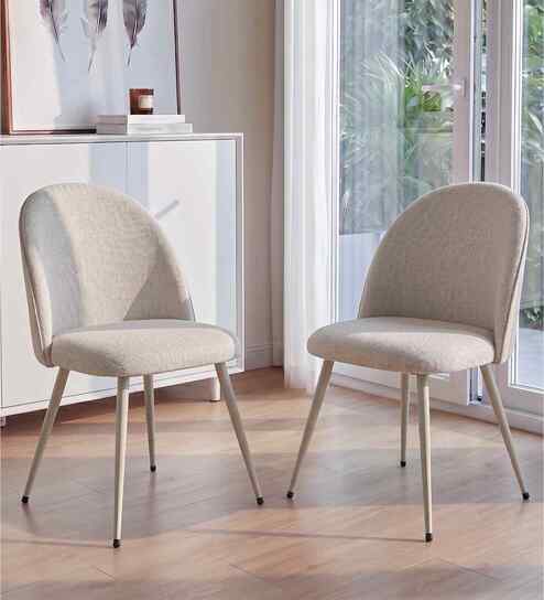 Fauna Dining Chairs In Beige Colour (Set Of 2)