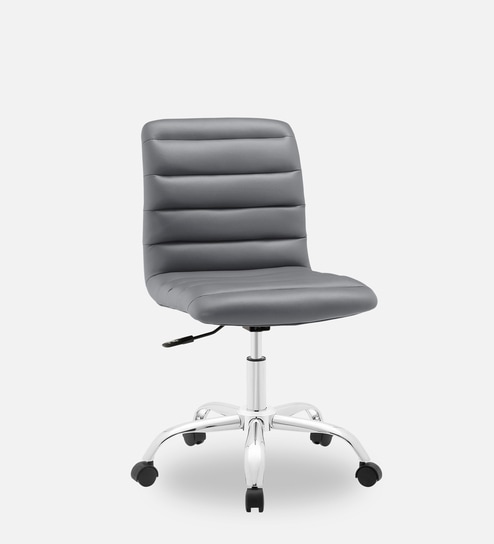 Eva Leatherette Guest Chair in Dark Grey Colour with Revolving Base
