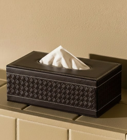 Faux Leather Tissue Holder Storage Box