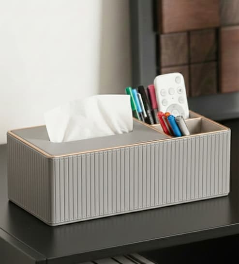 Faux Leather Tissue Holder Storage Box