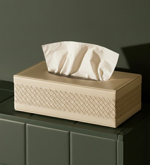 Faux Leather Tissue Holder Storage Box