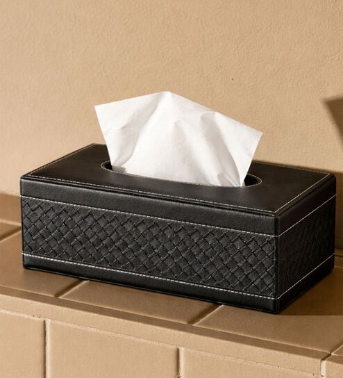 Faux Leather Tissue Holder Storage Box