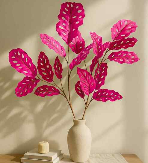 Set Of 2 Yellow Plastic 2 Pcs Faux Long Monstera Artificial Branches