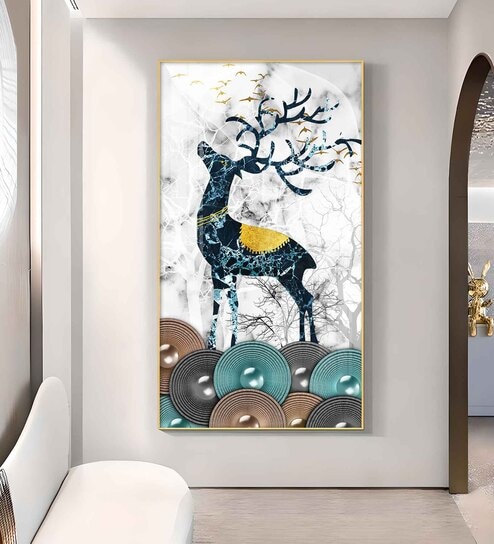 Fawn's Drum Circle Glass Finish Vertical Wall Art