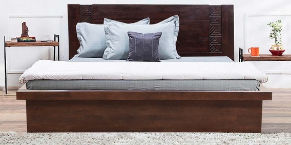 Buy Fabian Queen Size Bed With Storage In Wenge Finish By Hometown