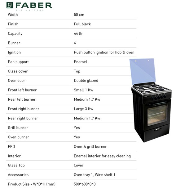 Buy Faber 4 Burner PB Ignition Cooking Range w 44L Oven & Gas Grill