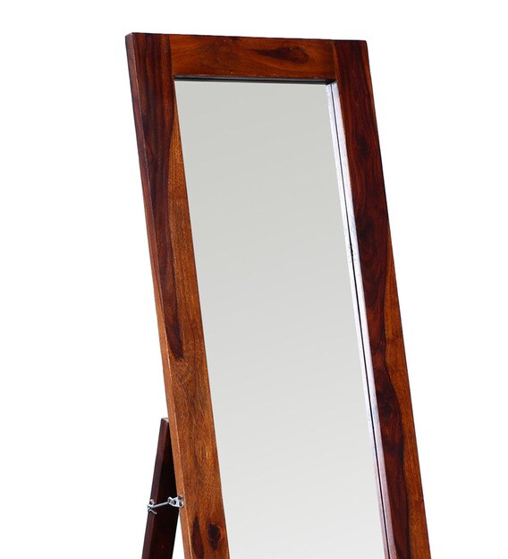 Buy Solid Wood Full Length Mirror in Brown colour by Satyam