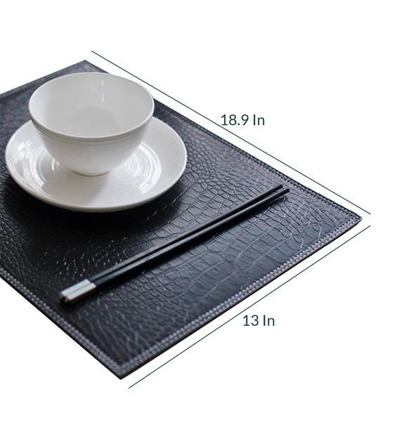 Buy Crocodile Print Black Leather 19X13 Inches Placemats (Set Of 6) By