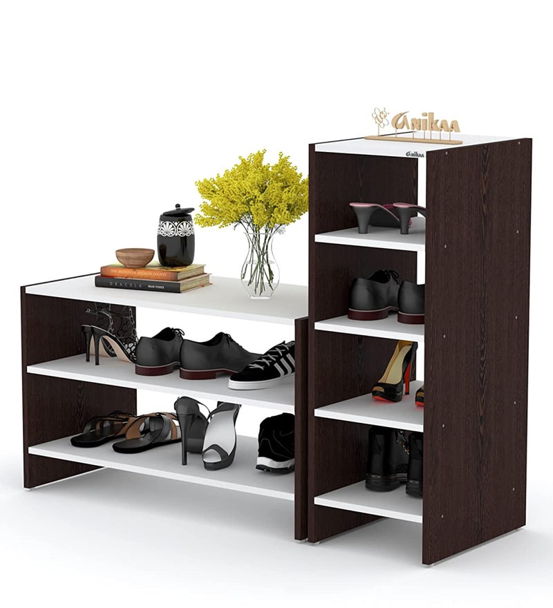 Buy Falter Open Shoe Rack in Wenge & White Finish Online Open Shoe