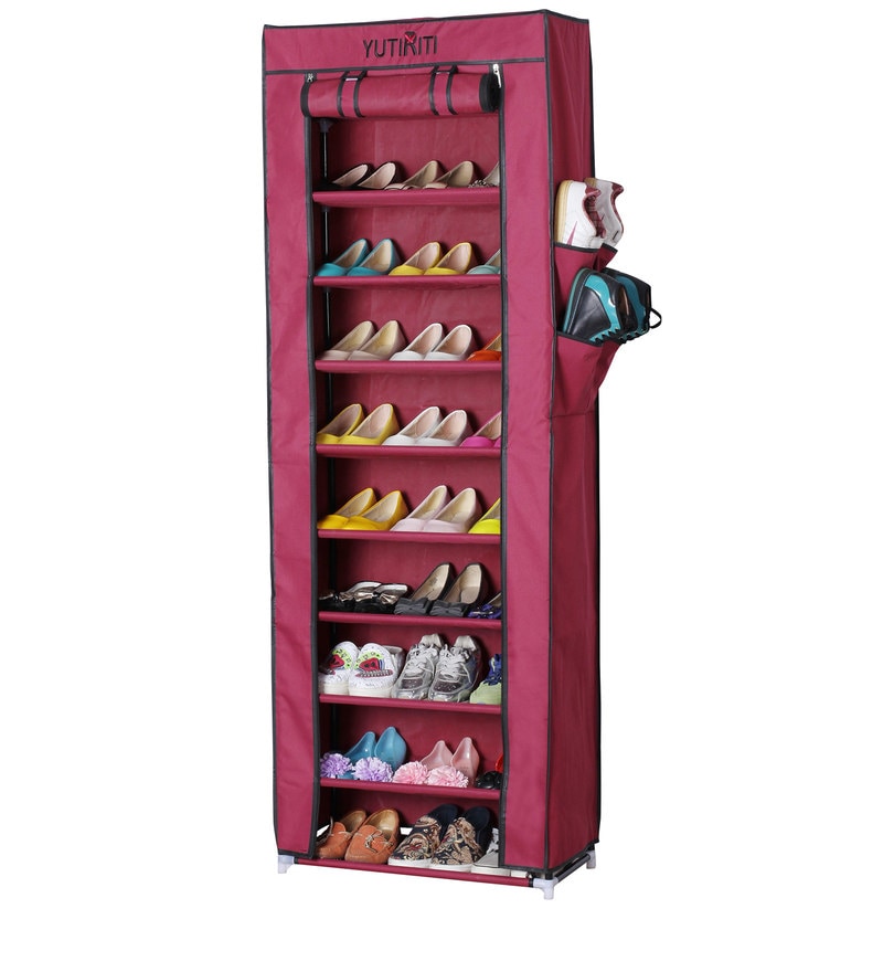 Buy Fancy 10 Layer Portable Multipurpose Waterproof Fabric Shoe Rack In Maroon Colour By Yutiriti Online Modern Cloth Shoe Racks Shoe Racks Furniture Pepperfry Product