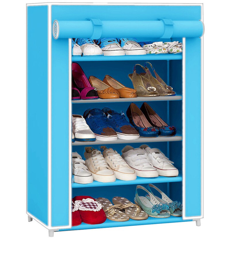 Buy Pindia Fancy Sky Blue 5 Layer Shoe Rack Online Modern Cloth Shoe Racks Shoe Racks Furniture Pepperfry Product