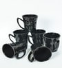 Black Ceramic 310 ml Glossy Handcrafted (Set of 6) Coffee Mug
