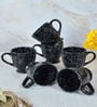 BlackCeramic 280 ml Handcrafted (Set of 6) Coffee Mug