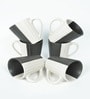 Black & White Striped Ceramic 250 ml Handcrafted (Set of 6) Coffee Mug
