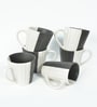 Black & White Striped Ceramic 250 ml Handcrafted (Set of 6) Coffee Mug