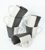 Black & White Striped Ceramic 250 ml Handcrafted (Set of 6) Coffee Mug
