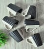 Black & White Striped Ceramic 250 ml Handcrafted (Set of 6) Coffee Mug