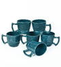 Blue Ceramic 310 ml Glossy Handcrafted (Set of 6) Coffee Mug