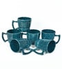 Blue Ceramic 310 ml Glossy Handcrafted (Set of 6) Coffee Mug