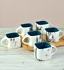 Blue Abstract Ceramic 200 ml Handcrafted (Set of 6 ) Tea Cups