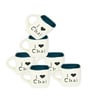 Blue 170 ml I Love Chai Handcrafted  Ceramic (Set of 6) Tea Cups