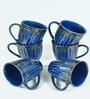Blue Striped Ceramic 350 ml Handcrafted (Set of 6) Coffee Mug