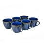 Blue Striped Ceramic 350 ml Handcrafted (Set of 6) Coffee Mug
