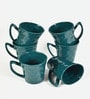 Green Ceramic 310 ml Glossy Handcrafted (Set of 6) Coffee Mug