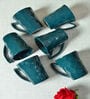 Green Ceramic 310 ml Glossy Handcrafted (Set of 6) Coffee Mug