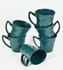 Green Ceramic 310 ml Glossy Handcrafted (Set of 6) Coffee Mug