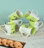 Green & White Ceramic 280 ml Handcrafted (Set of 6) Coffee Mug