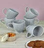 Grey Ceramic 280 ml Handcrafted (Set of 6) Coffee Mug