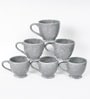 Grey Ceramic 280 ml Handcrafted (Set of 6) Coffee Mug