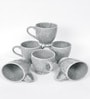 Grey Ceramic 280 ml Handcrafted (Set of 6) Coffee Mug