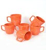 Orange Dotted Ceramic 320 ml Glossy Handcrafted (Set of 6) Coffee Mug