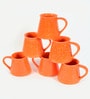 Orange Ceramic 280 ml Handcrafted (Set of 6) Coffee Mug