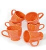 Orange Ceramic 280 ml Handcrafted (Set of 6) Coffee Mug