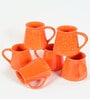 Orange Ceramic 280 ml Handcrafted (Set of 6) Coffee Mug