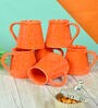 Orange Ceramic 280 ml Handcrafted (Set of 6) Coffee Mug