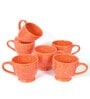 Orange Ceramic 280 ml Handcrafted (Set of 6) Coffee Mug