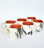 Red Abstract Ceramic 200 ml Handcrafted (Set of 6 ) Tea Cups