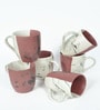 Brown & White Ceramic 290 ml Handcrafted (Set of 6) Coffee Mug