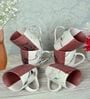 Brown & White Ceramic 290 ml Handcrafted (Set of 6) Coffee Mug