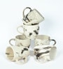 White Ceramic 230 ml Hancrafted (Set of 6 )Tea Cups