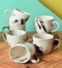 White Ceramic 230 ml Hancrafted (Set of 6 )Tea Cups