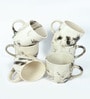 White Ceramic 230 ml Hancrafted (Set of 6 )Tea Cups
