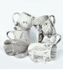 White Ceramic 360 ml Abstract Handcrafted (Set of 6) Coffee Mug