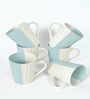 White & Blue Striped Ceramic 250 ml Handcrafted (Set of 6) Coffee Mug