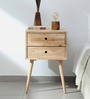 Fabio Solid Wood Bedside Table In Natural Finish With Drawers